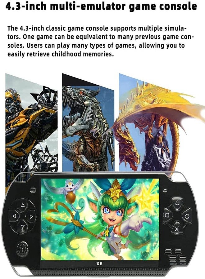 Drumstone X6 Handheld 4.3-Inch Handheld Console Game, Built-In More Than 10,000 Free Games, Support Photos Can Play MP3 MP4 E-Books, Support TV Connection (Multicolor) - Image 2